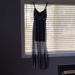 Long black striped dress
